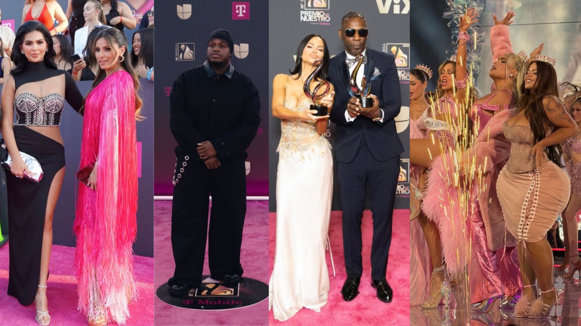 Panamá brilló en la alfombra magenta de los Premios Lo Nuestro 2026, dejando en alto el talento nacional. Foto: Ingrid De Ycaza / Sech / Nando Boom / Gracie Bon.