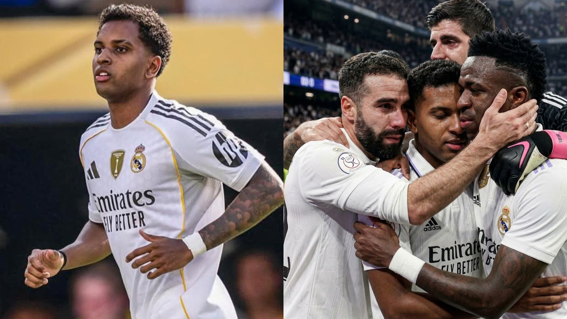 Jugadores del Real Madrid envían mensajes de apoyo a Rodrygo tras confirmarse su lesión de rodilla. Foto: Canva. Jugadores del Real Madrid envían mensajes de apoyo a Rodrygo tras confirmarse su lesión de rodilla. Foto: Canva.